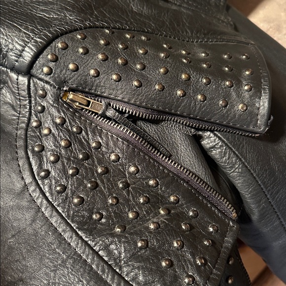 Leather King Black Studded Jacket XL w/ Thinsulate Liner - Picture 12 of 12